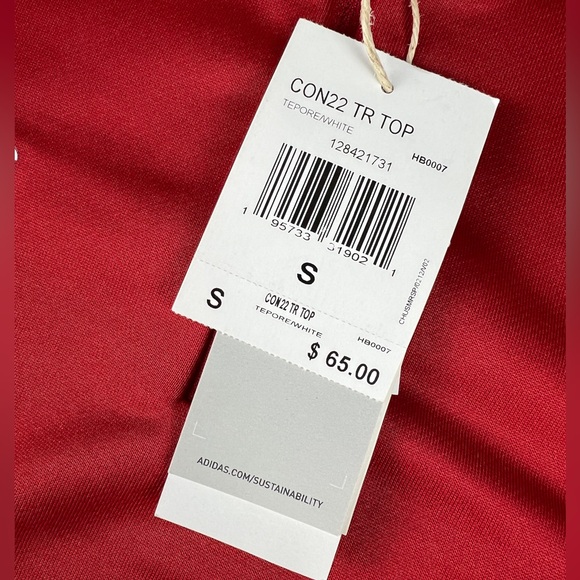 Adidas Activewear Top Mens Small Red 1/4 Zip High Neck Long Sleeve - Picture 9 of 9